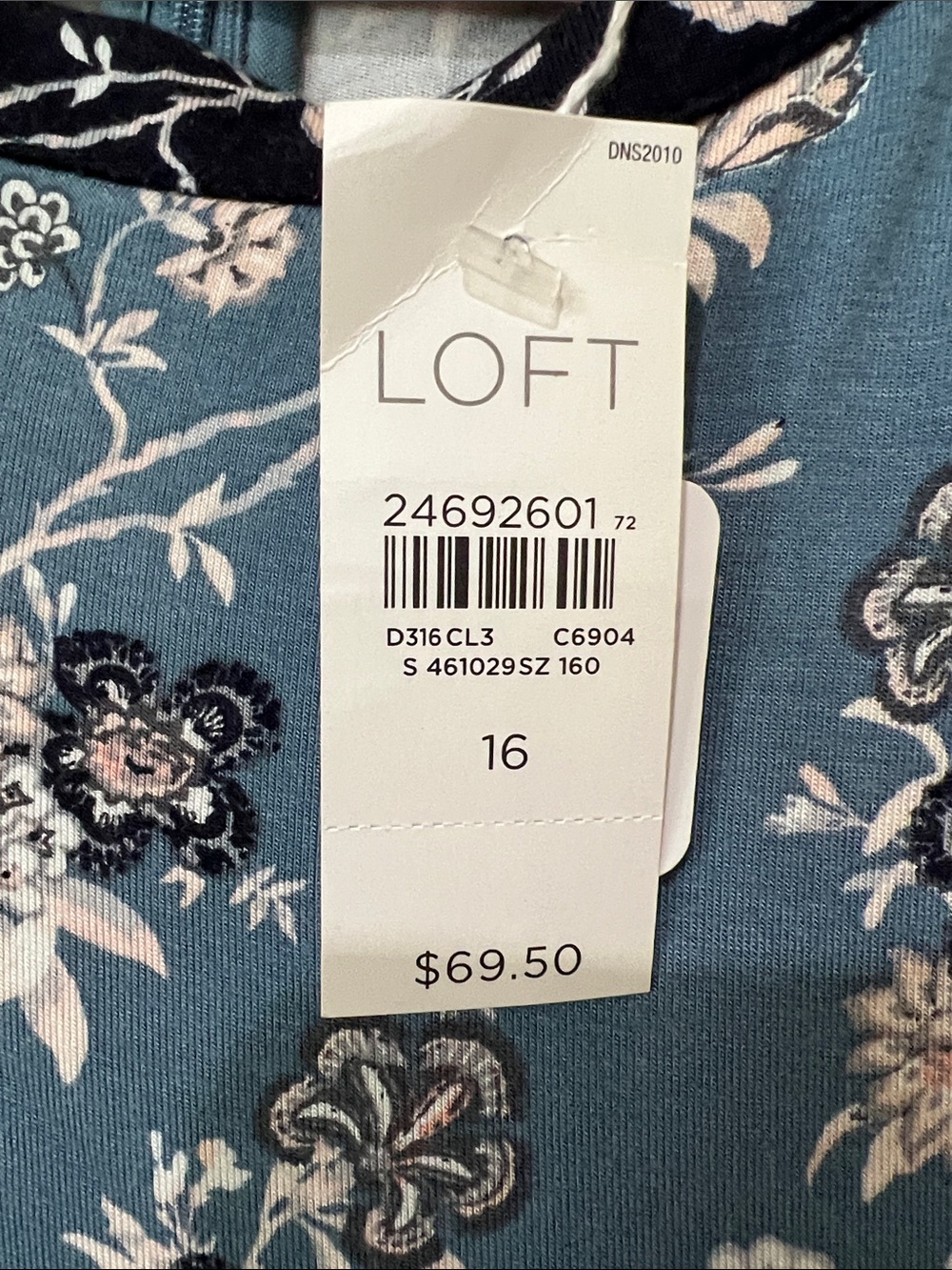 LOFT Dusty Blue Floral knee length Dress with Ruffle Sleeves c38 - Picture 2 of 7